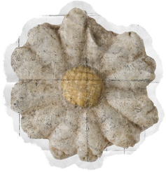 Weathered Historical Flower Sculpture Cut-out